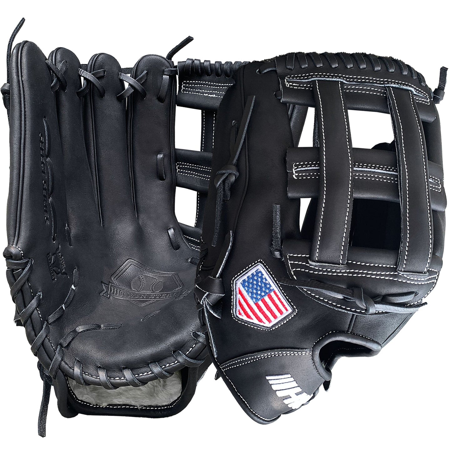 14" Softball Outfielder's Glove - Black Leather - H Web