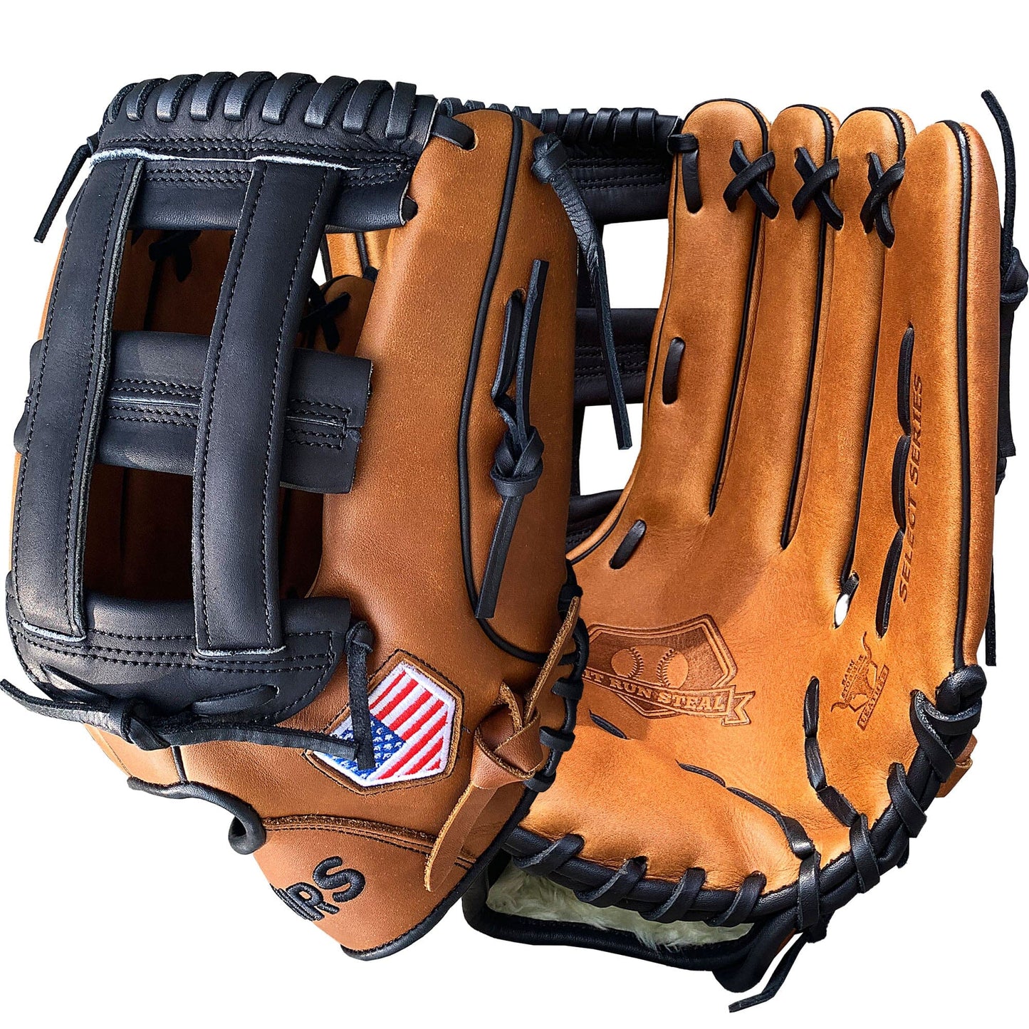 14" Softball Outfielder's Glove - Tan & Black - H Web