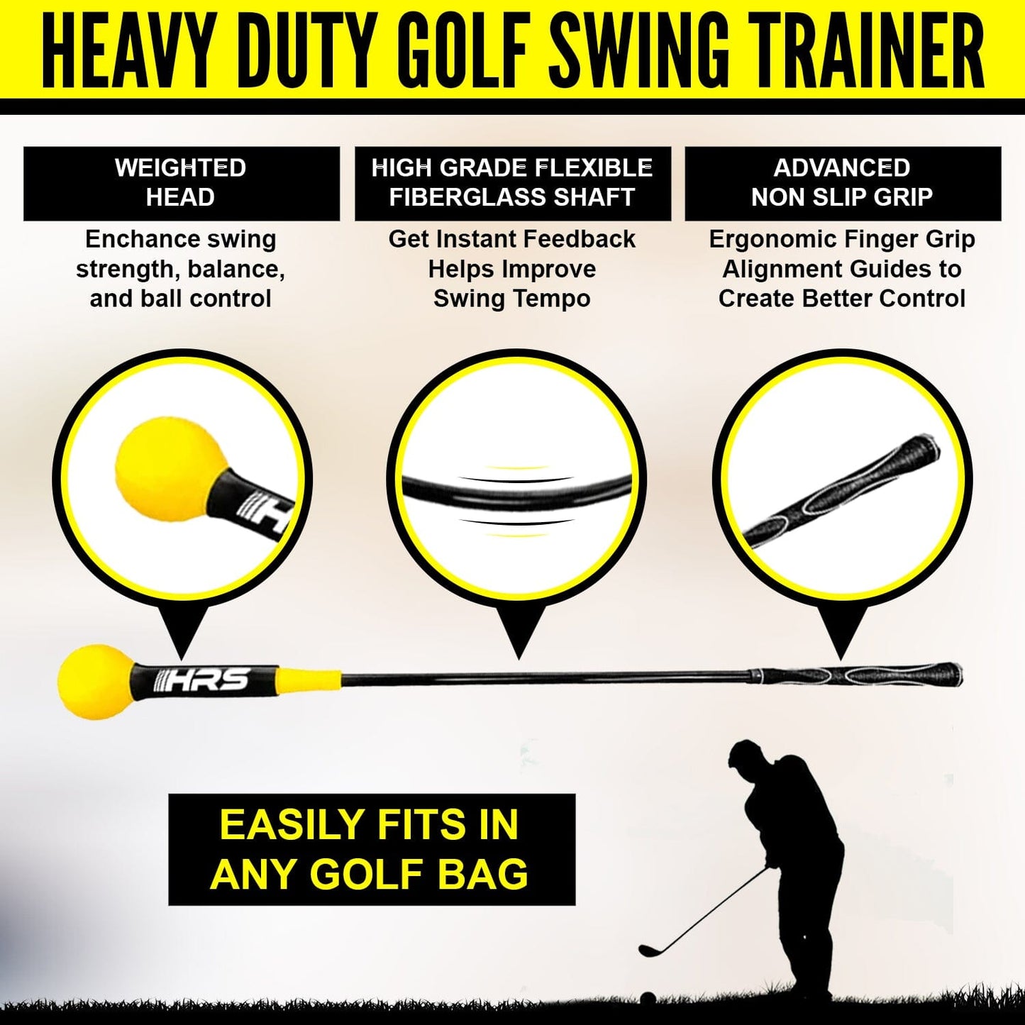 Golf Swing Trainer - Available In 40" And 48" / Improve Tempo, Flexibility, Balance / Perfect Indoor-Outdoor Training Aid