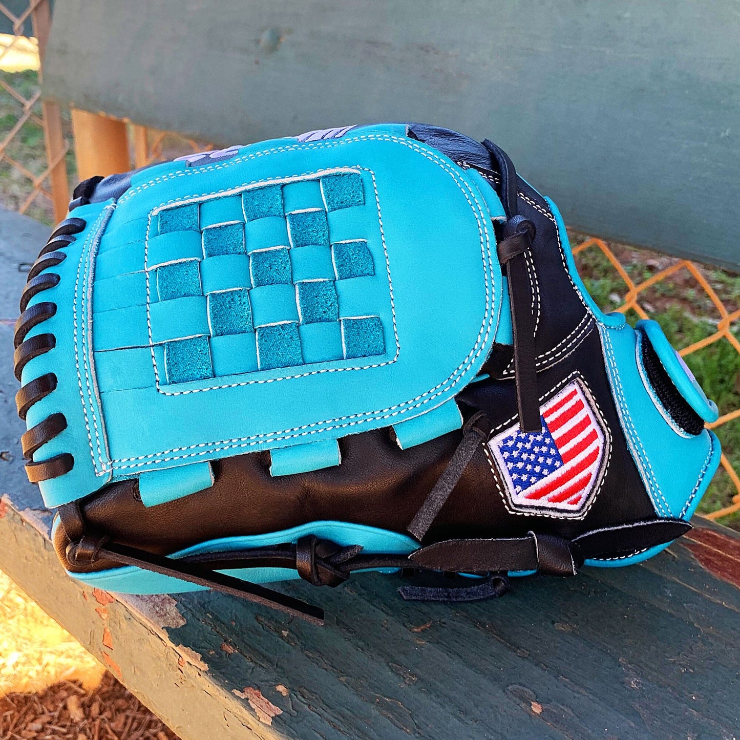 12" Basket Web - Utility Glove - Sea Blue and Black