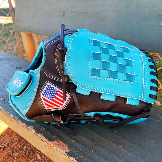 12" Basket Web - Utility Glove - Sea Blue and Black