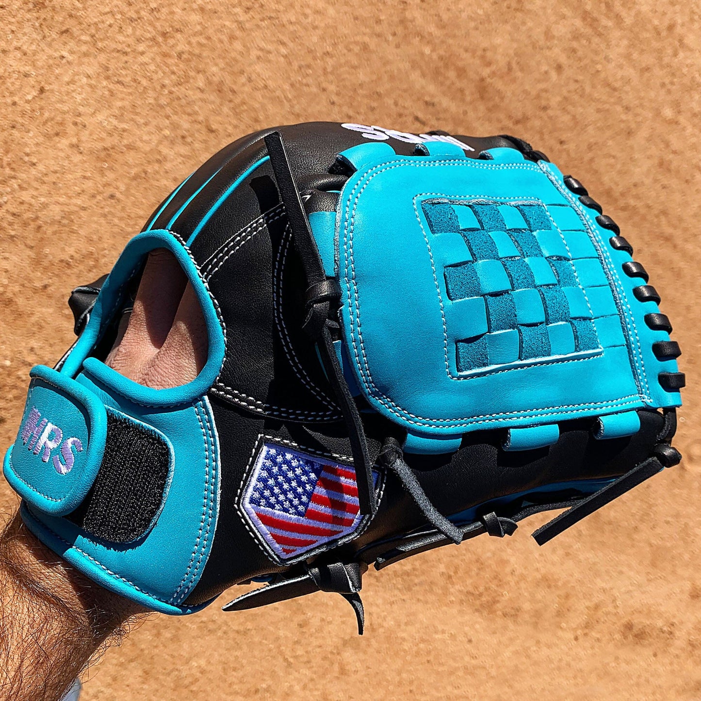 12" Basket Web - Utility Glove - Sea Blue and Black