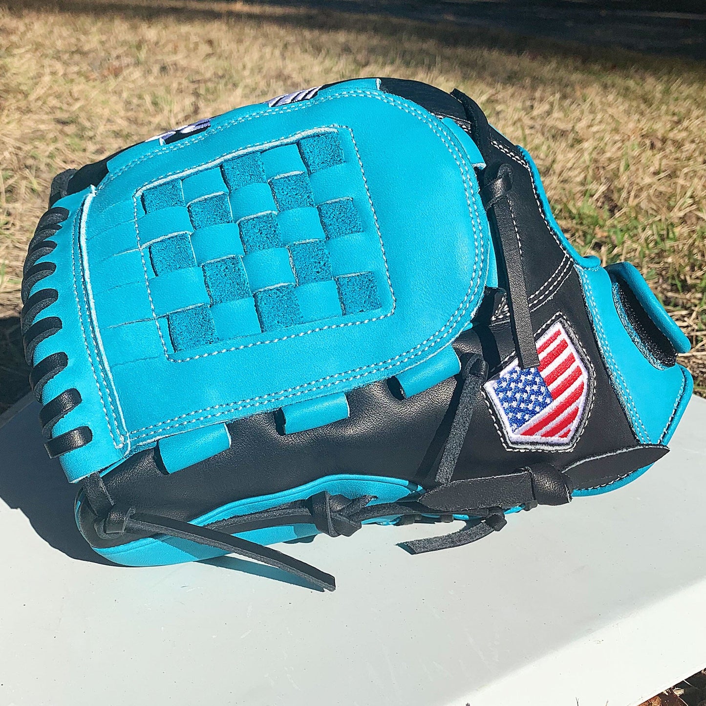 12" Basket Web - Utility Glove - Sea Blue and Black