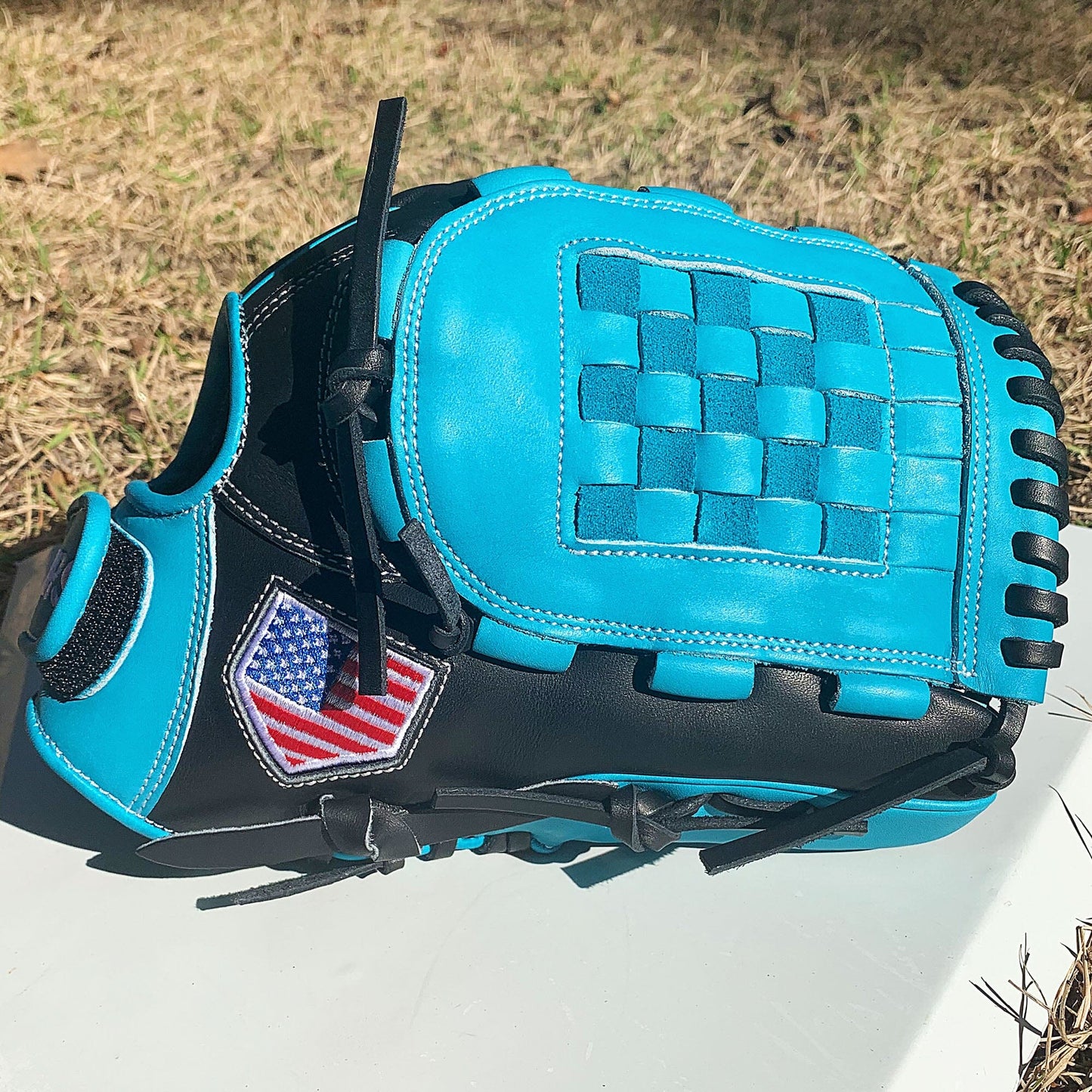 12" Basket Web - Utility Glove - Sea Blue and Black