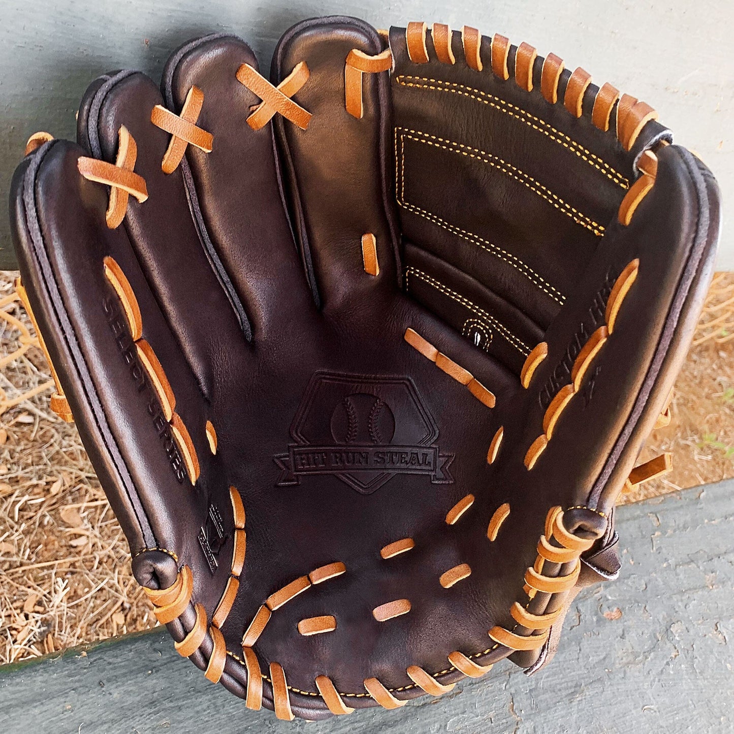 11.75" - Black with Tan Laces - Two Piece Closed Web