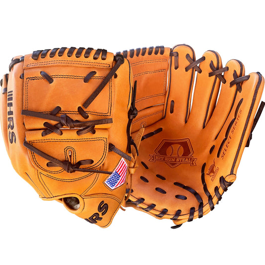Two piece closed web baseball pitchers glove