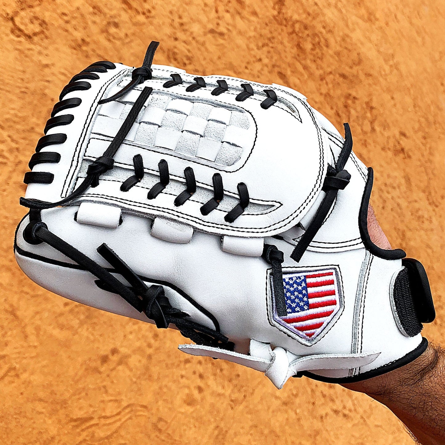 12" White with Black Laces - Grid and Net Web