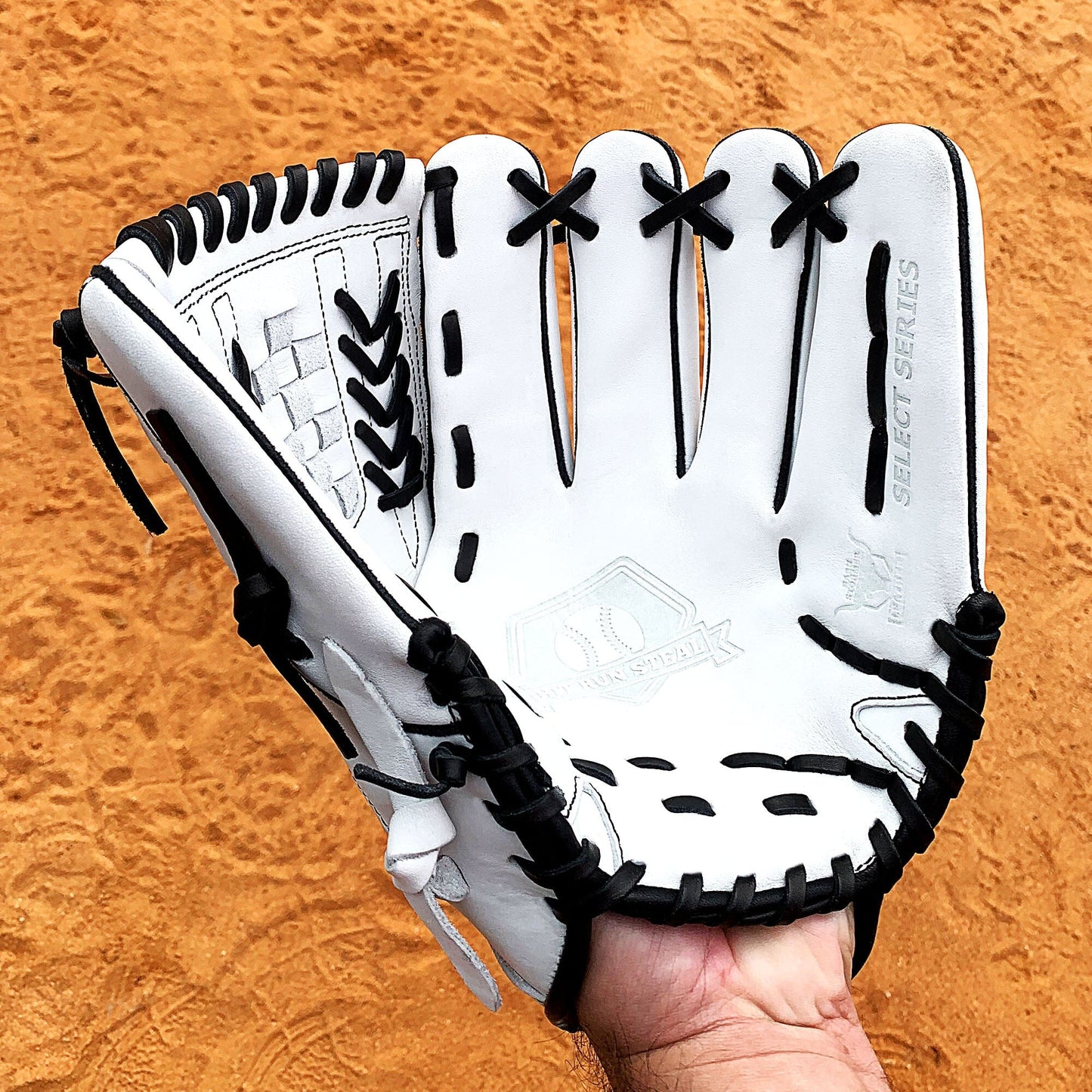 12" White with Black Laces - Grid and Net Web