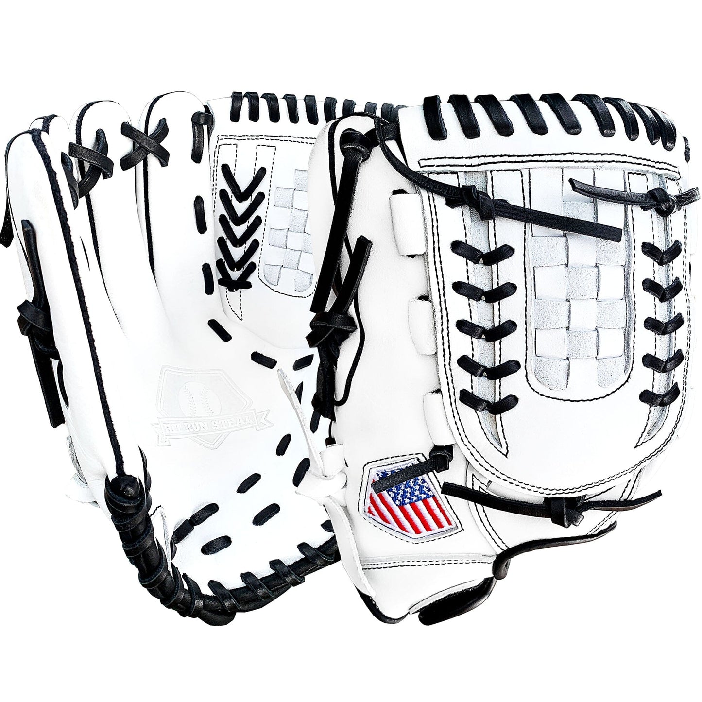 12" White with Black Laces - Grid and Net Web