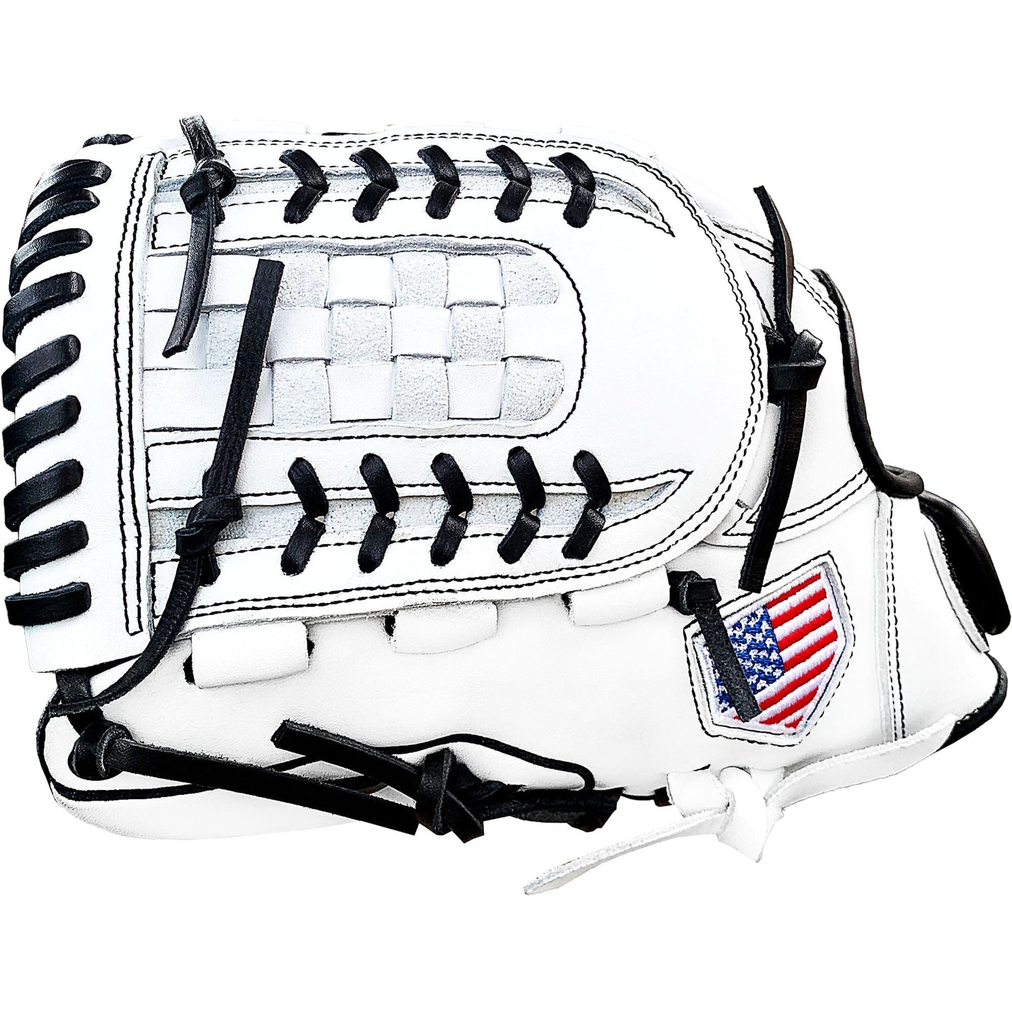 12" White with Black Laces - Grid and Net Web