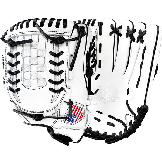 12" White with Black Laces - Grid and Net Web