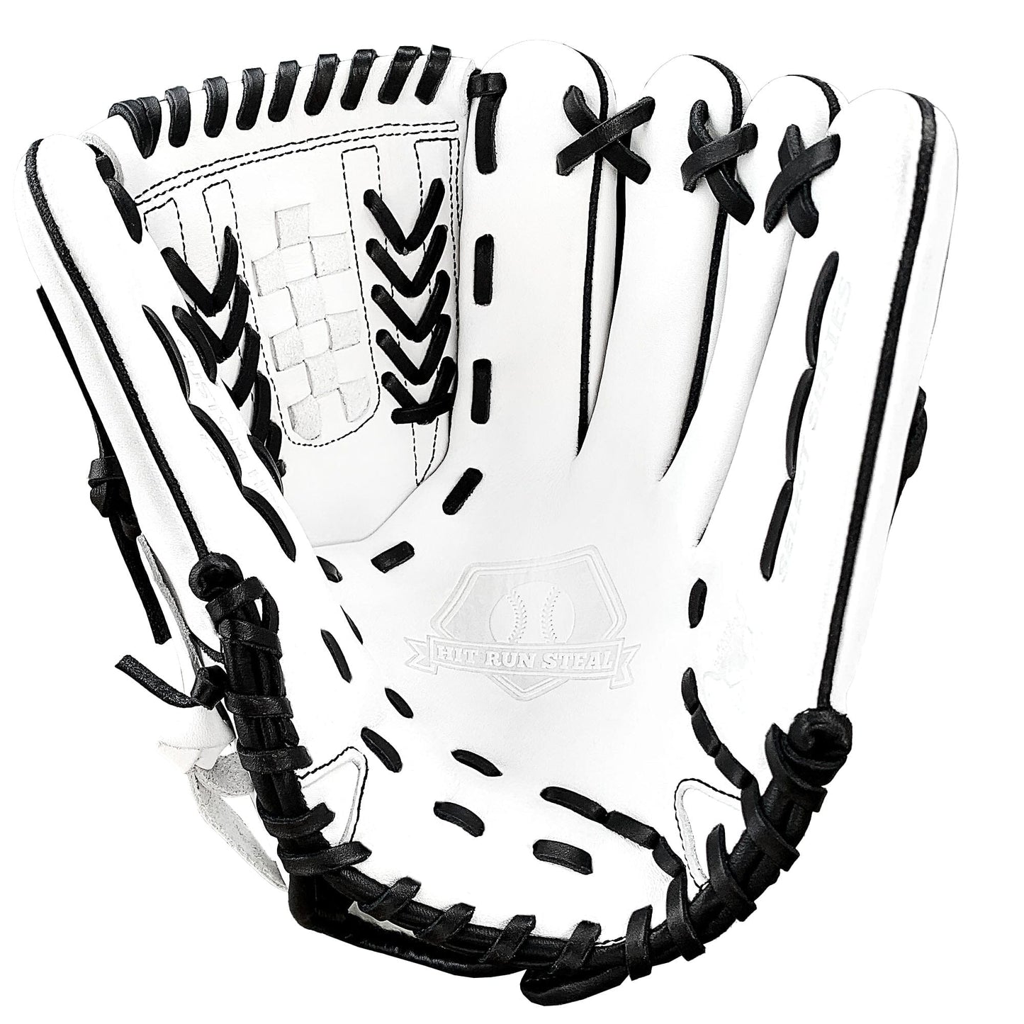 12" White with Black Laces - Grid and Net Web