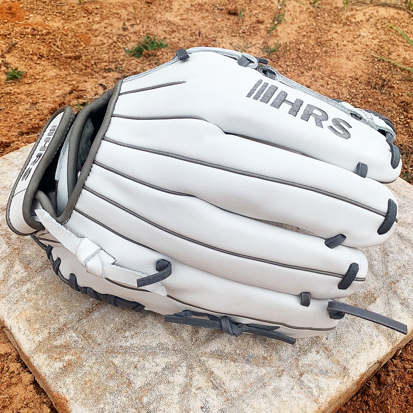 12" - White with Gray Laces - Two Piece Closed Web
