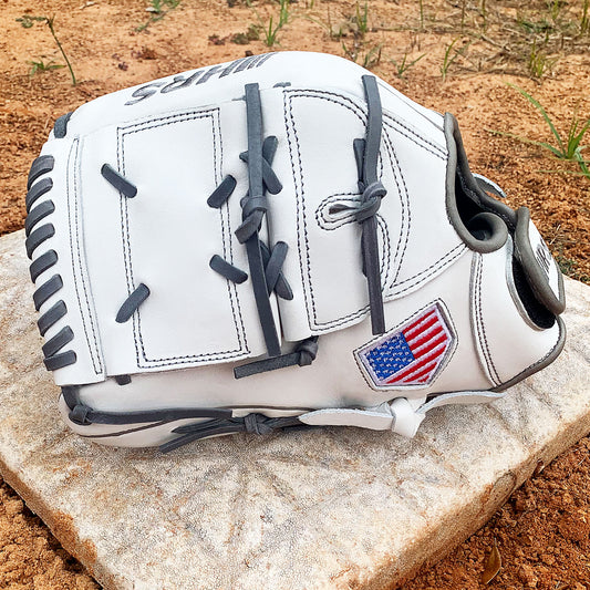 12" - White with Gray Laces - Two Piece Closed Web