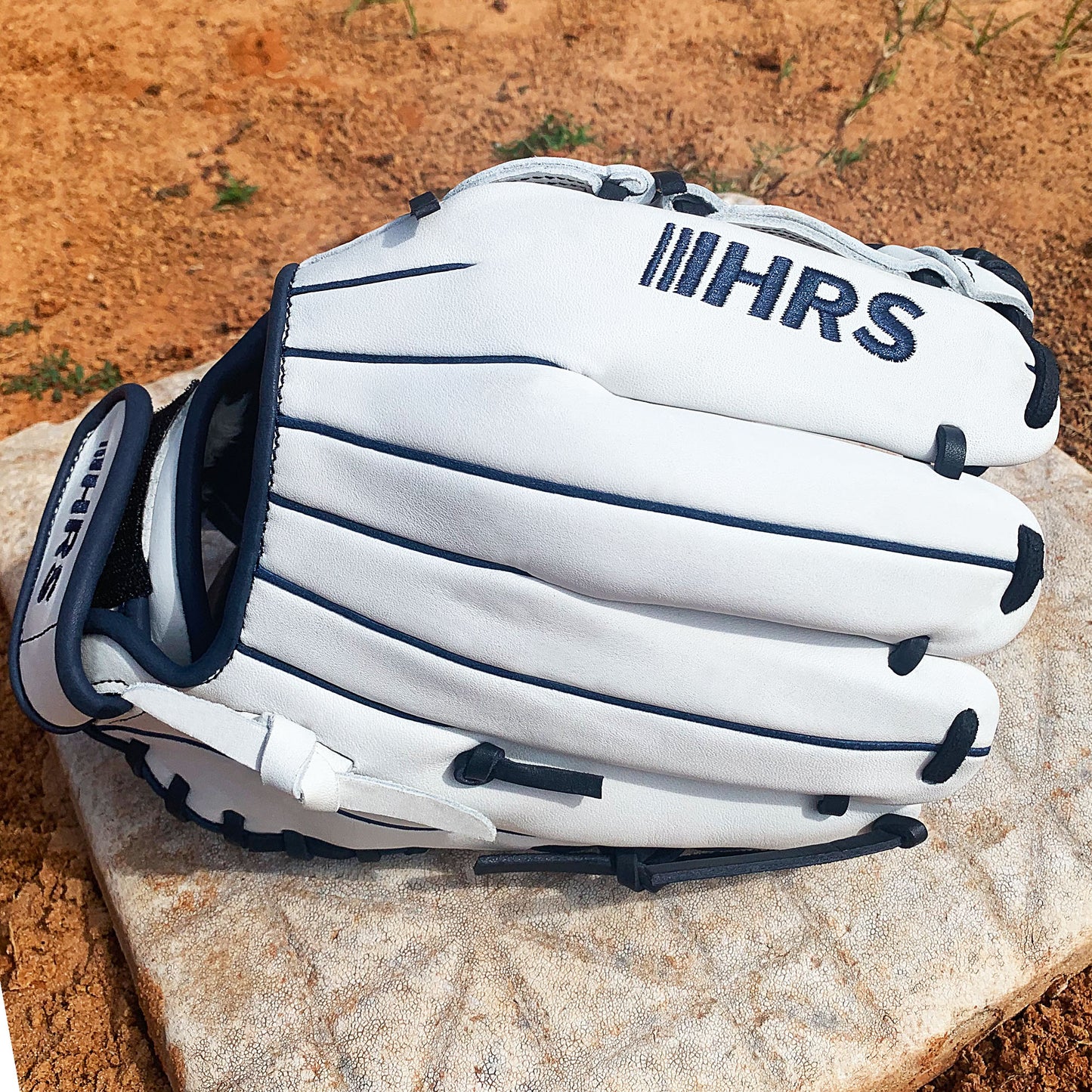 12" - White with Navy Laces - Two Piece Closed Web