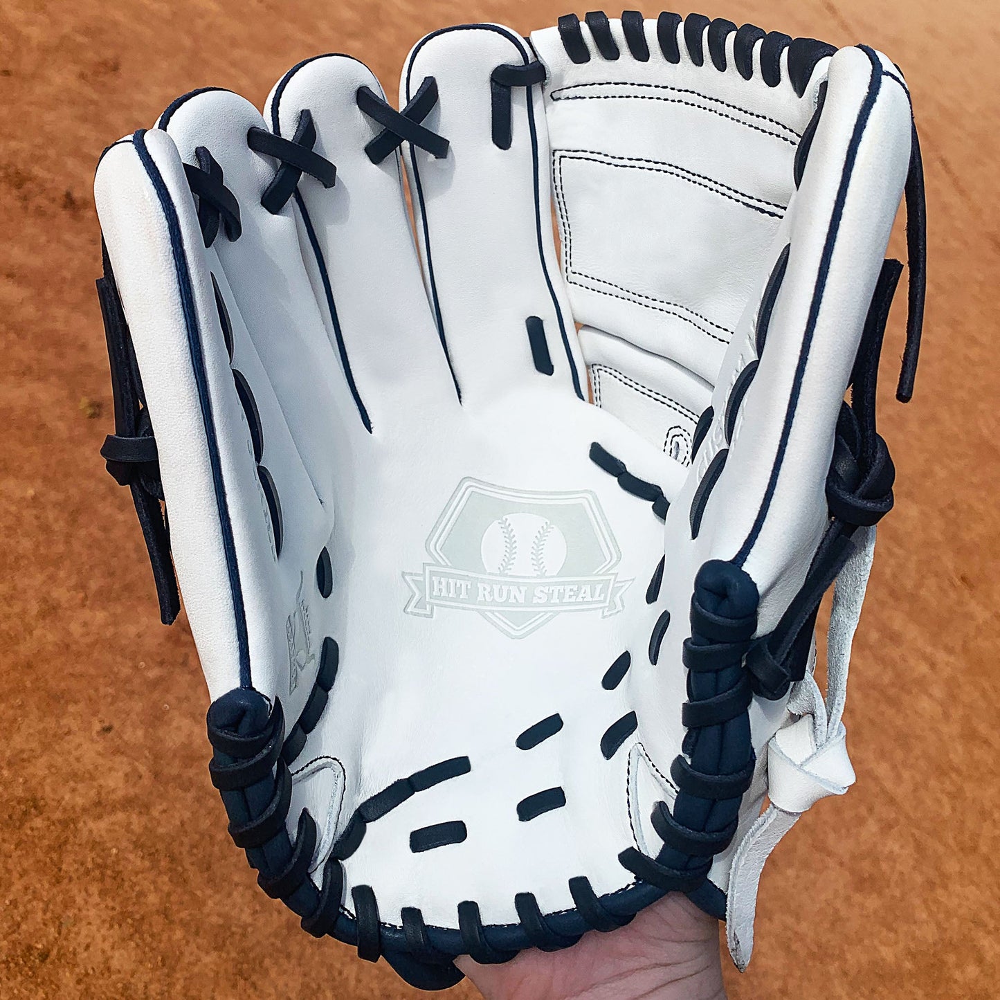 12" - White with Navy Laces - Two Piece Closed Web