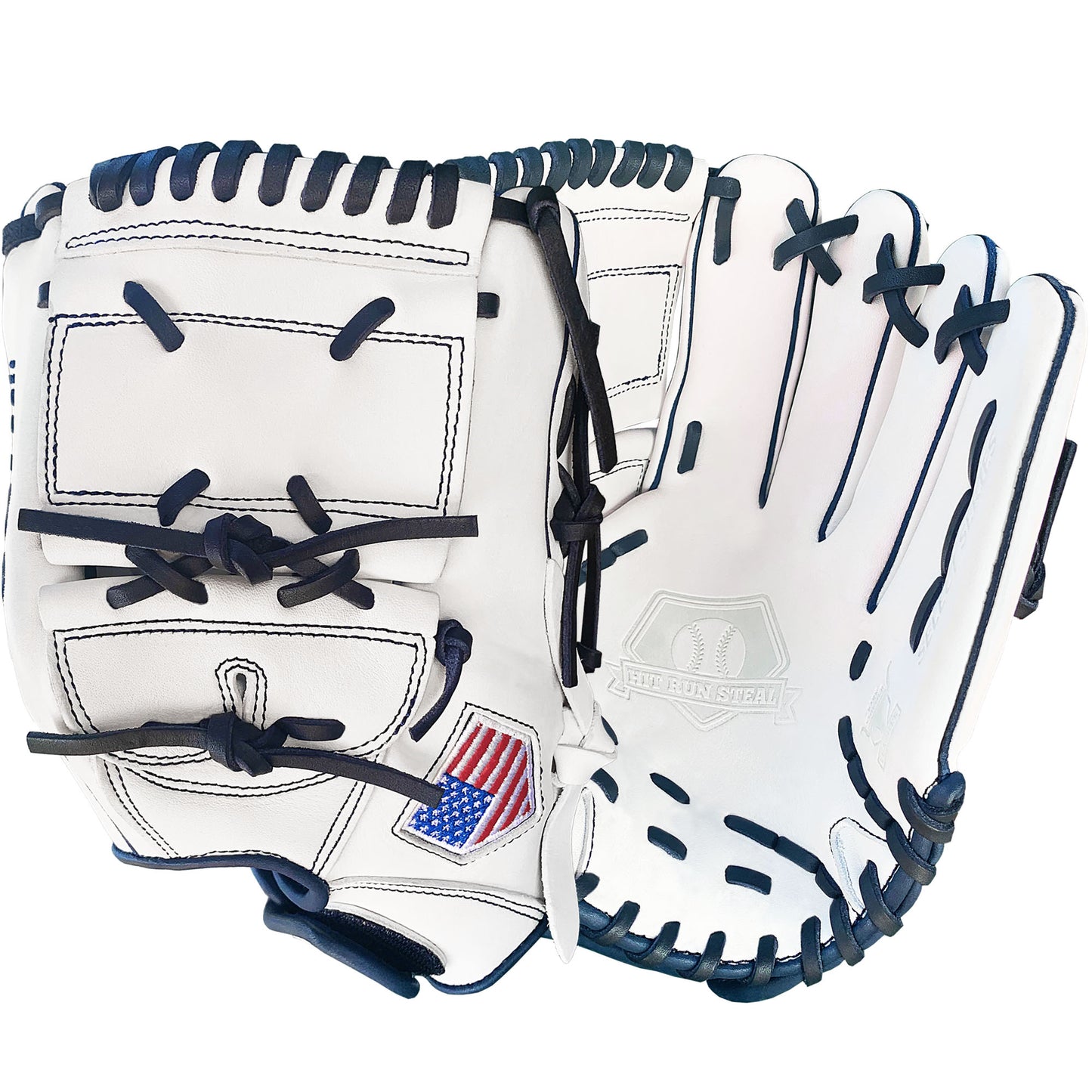 12" - White with Navy Laces - Two Piece Closed Web