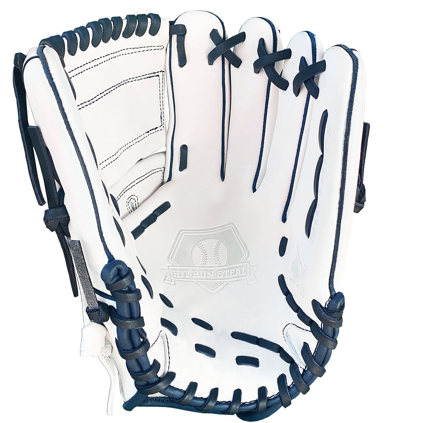 12" - White with Navy Laces - Two Piece Closed Web