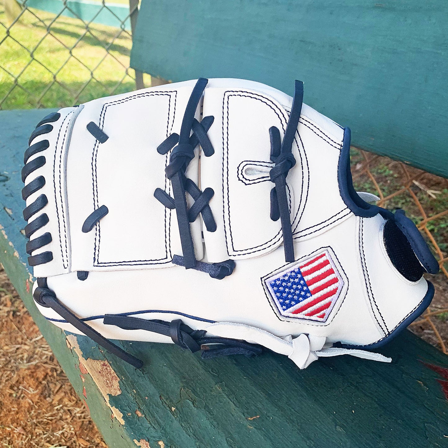 12" - White with Navy Laces - Two Piece Closed Web