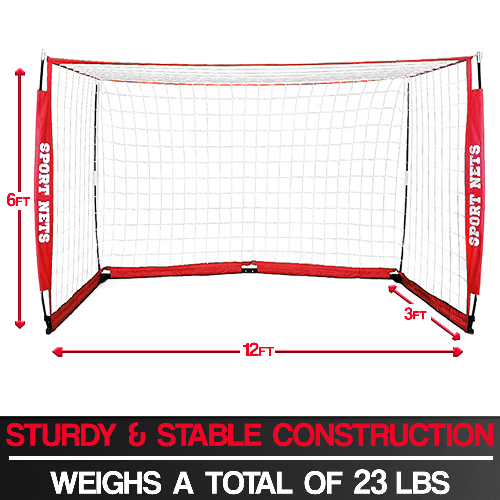 Portable Soccer Goal With Carry Bag - 4 Sizes 4' X 6' - 4' X 8' - 6' X 12' - 7' x 14'