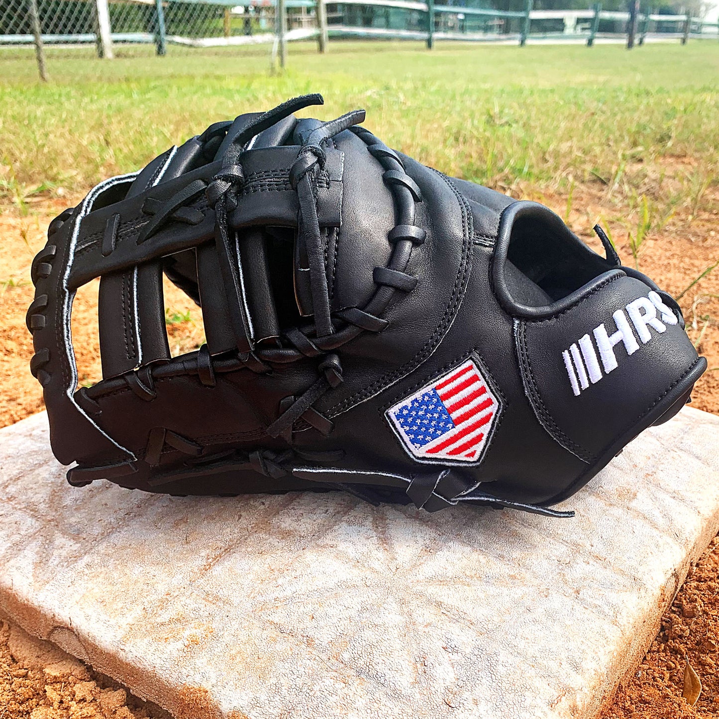 13" Baseball First Base Mitt - Black with Black Laces