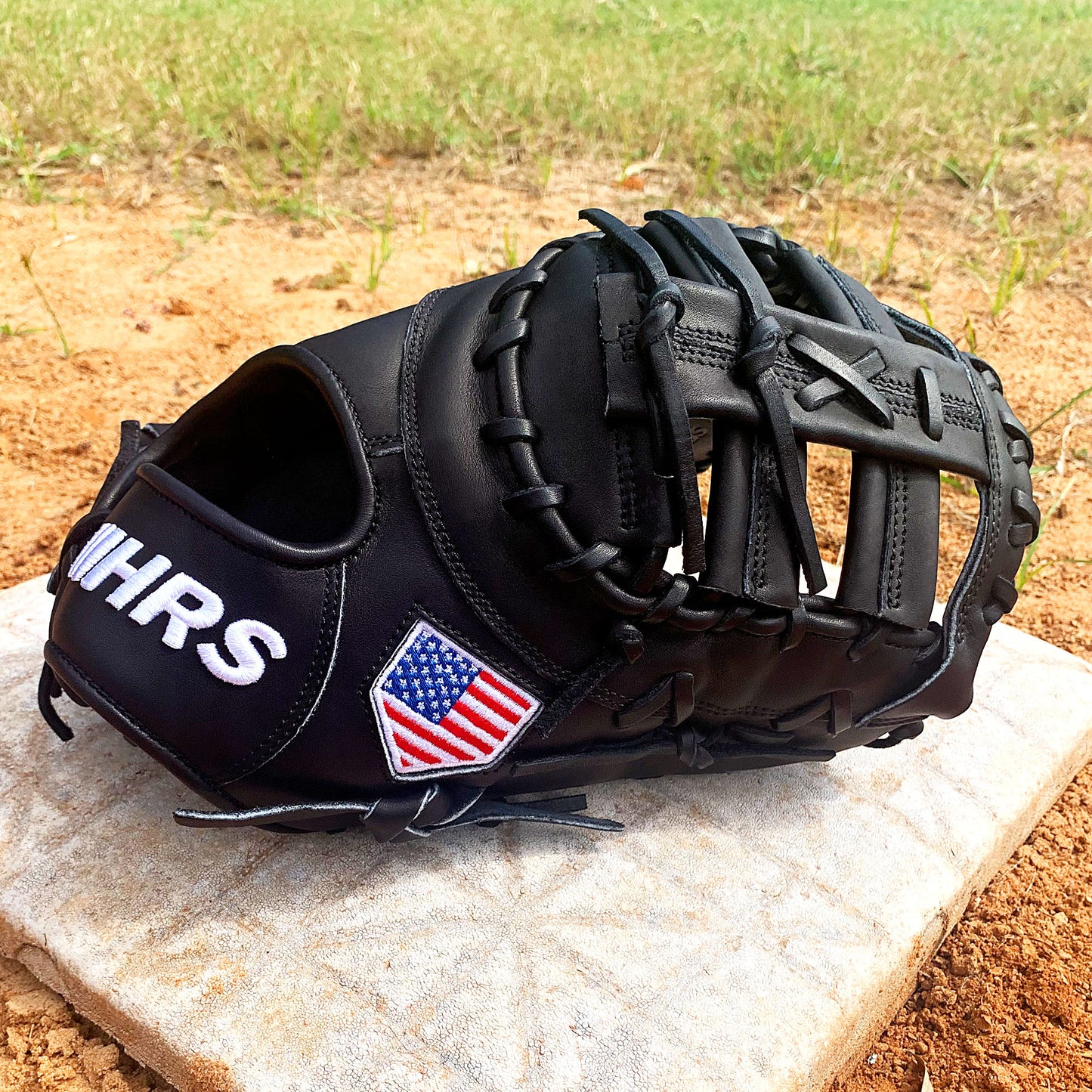 13" Baseball First Base Mitt - Black with Black Laces