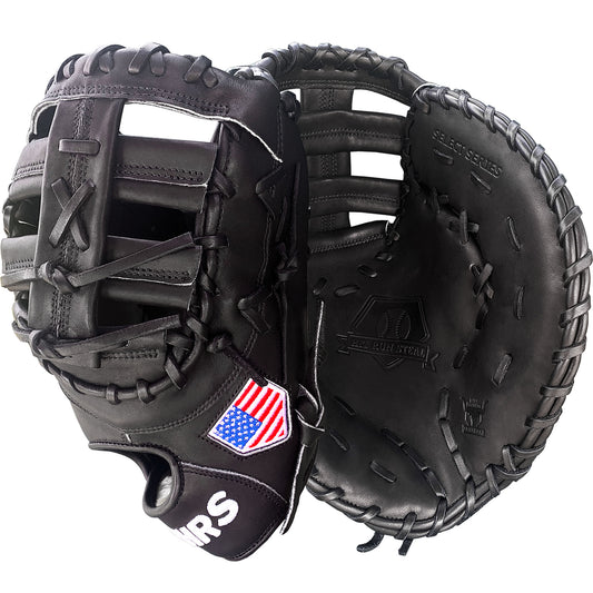 13" Baseball First Base Mitt - Black with Black Laces