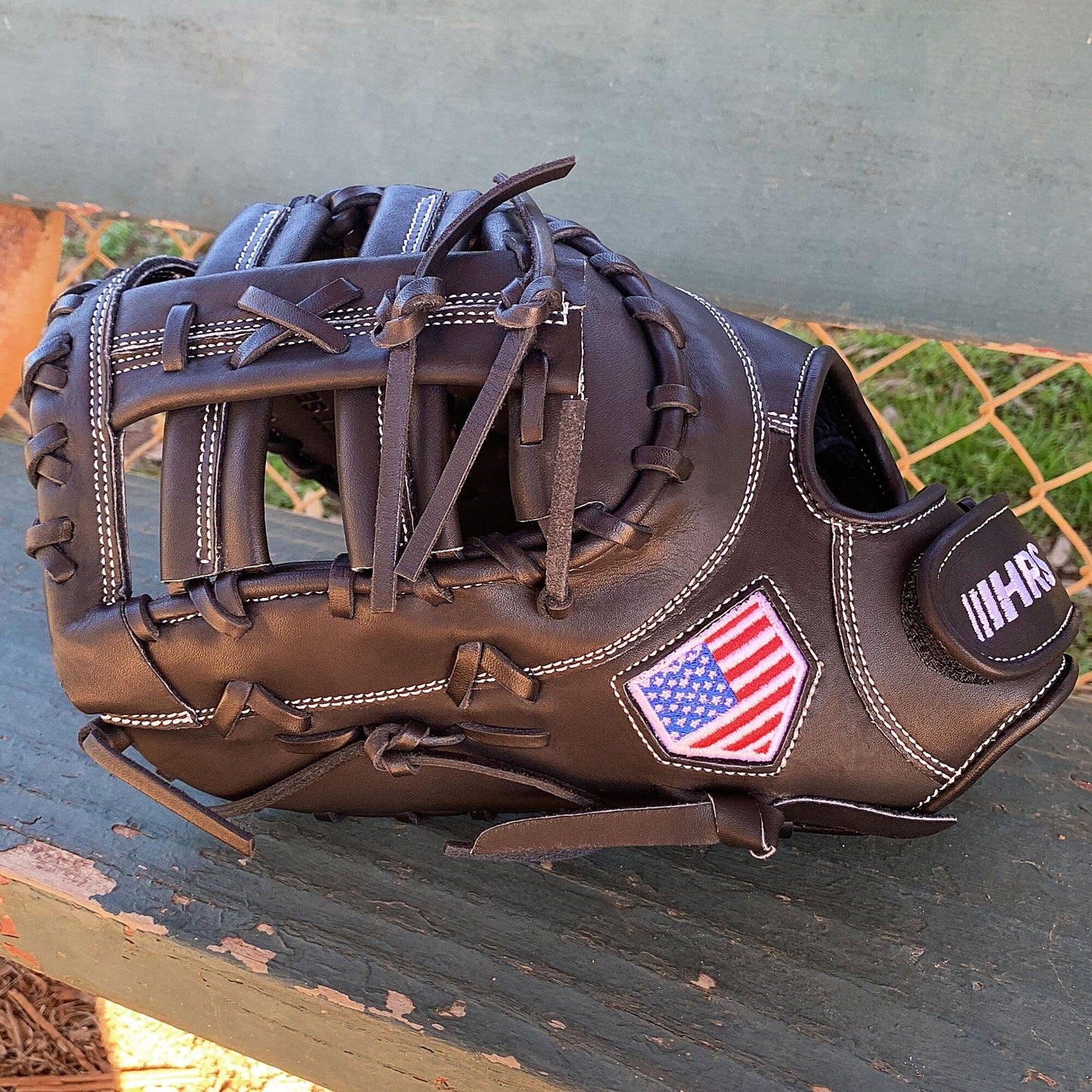 13" Softball First Base Mitt - Black with Black Laces