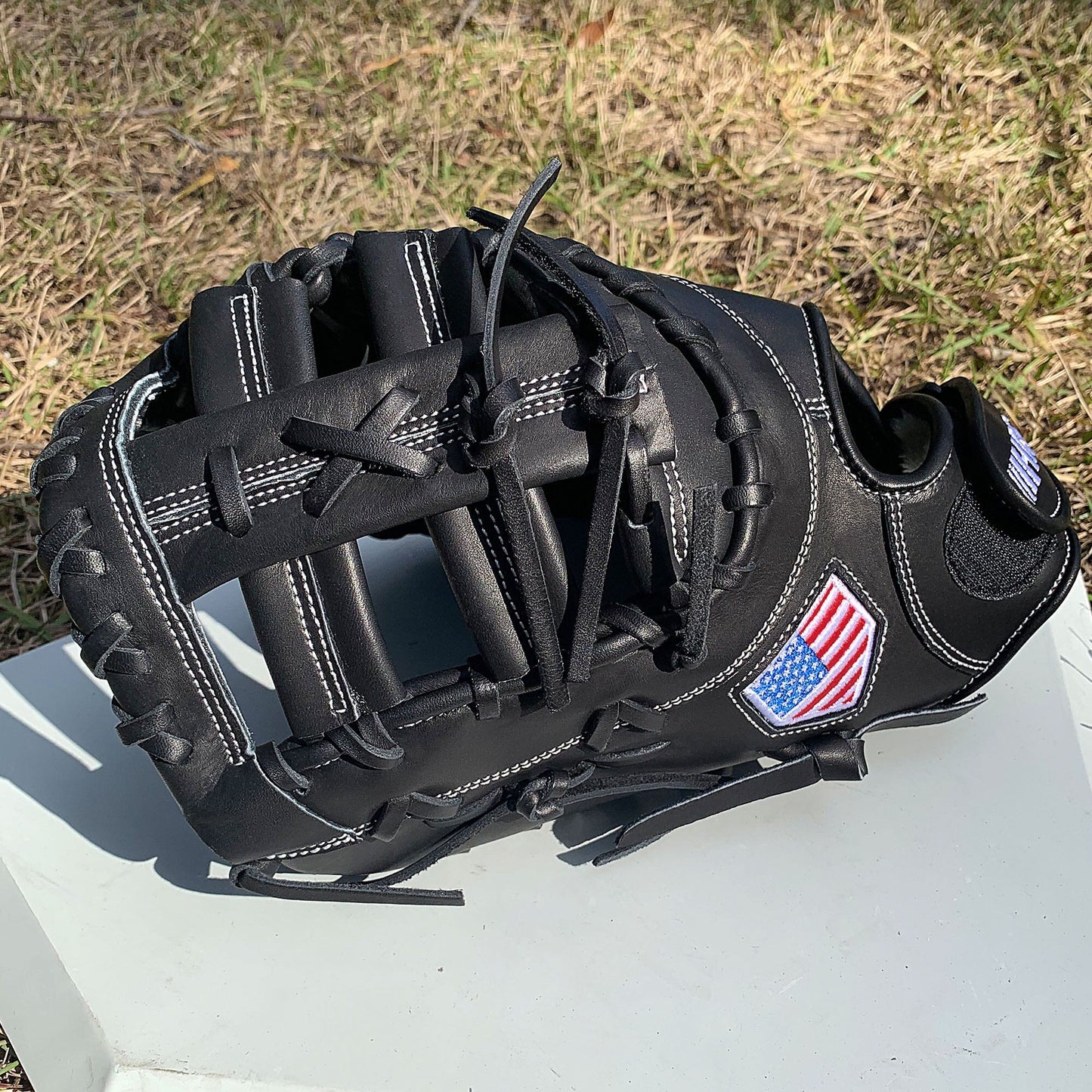 13" Softball First Base Mitt - Black with Black Laces