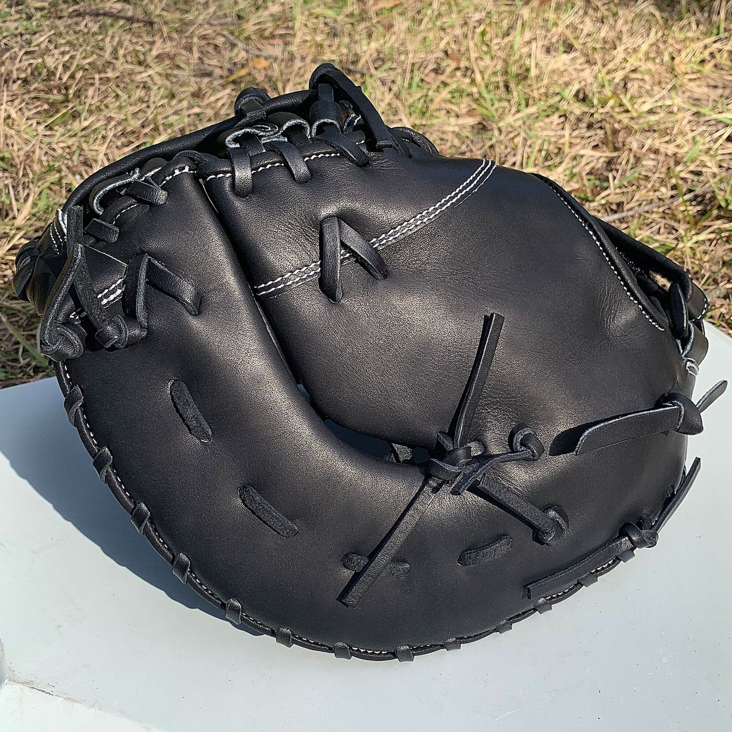 13" Softball First Base Mitt - Black with Black Laces