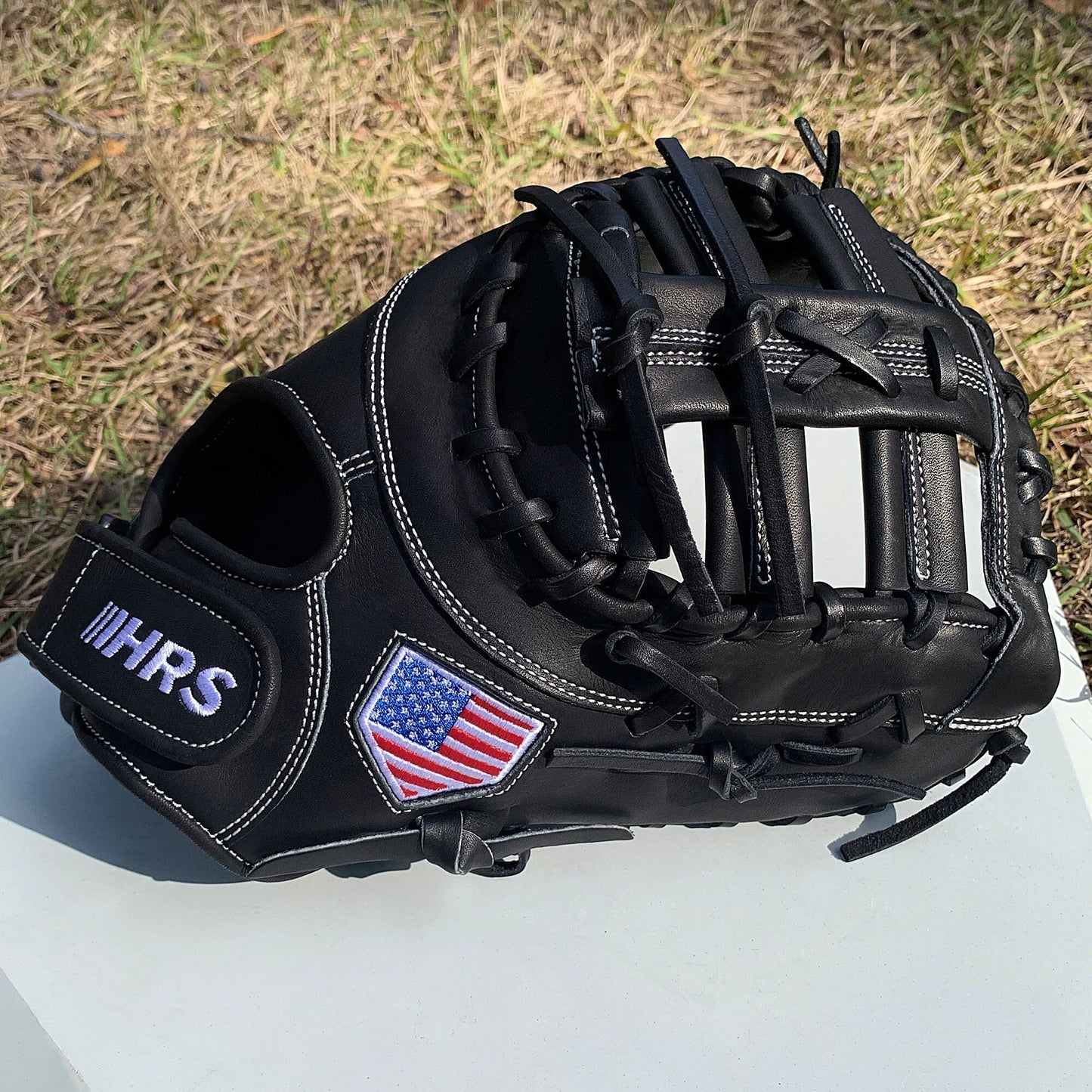 13" Softball First Base Mitt - Black with Black Laces