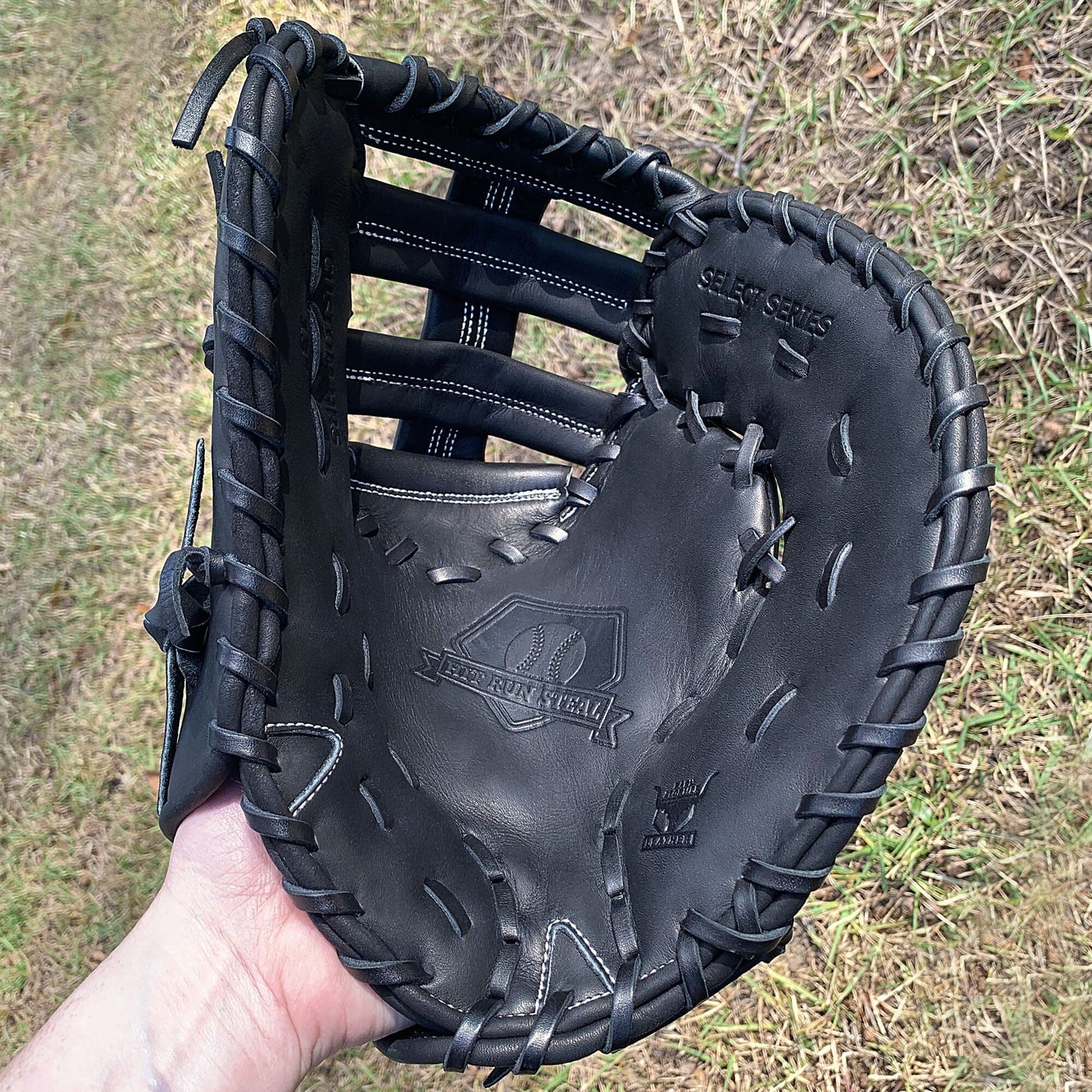 13" Softball First Base Mitt - Black with Black Laces