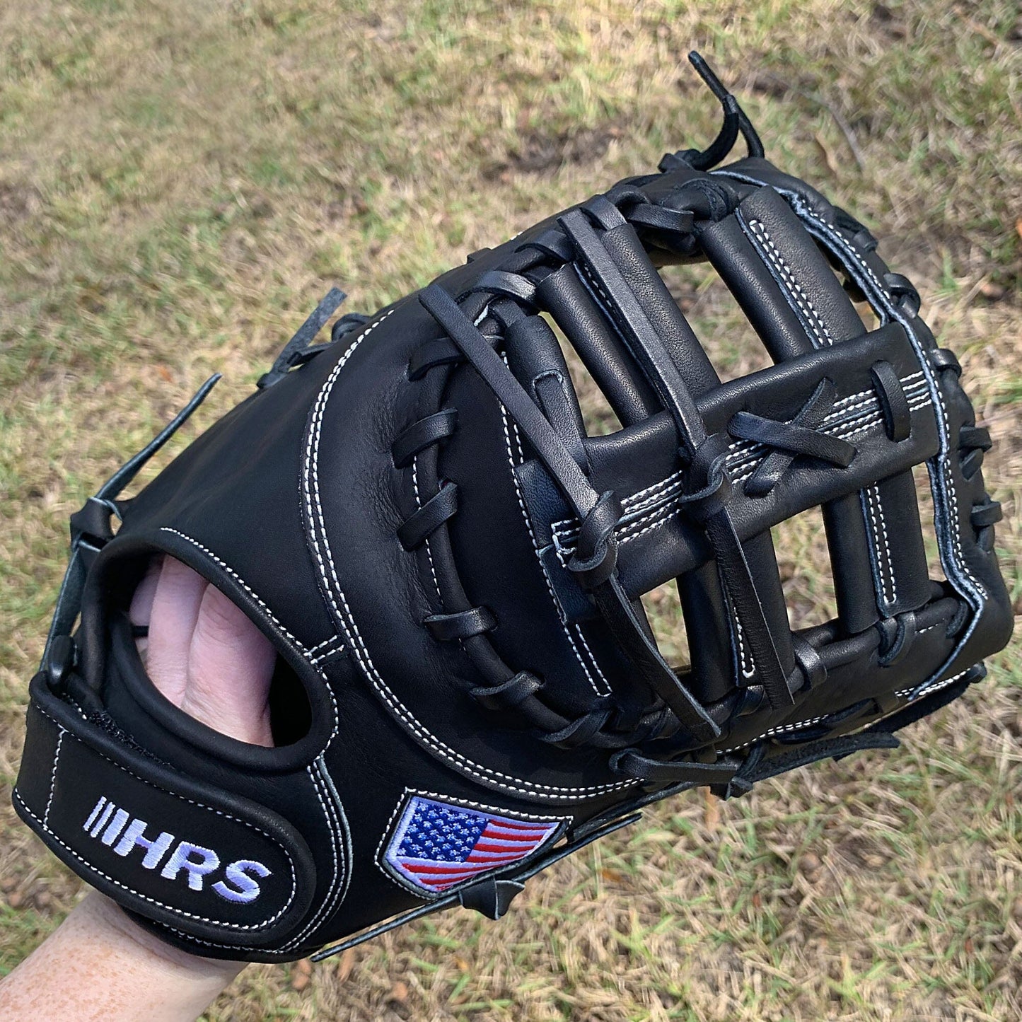 13" Softball First Base Mitt - Black with Black Laces