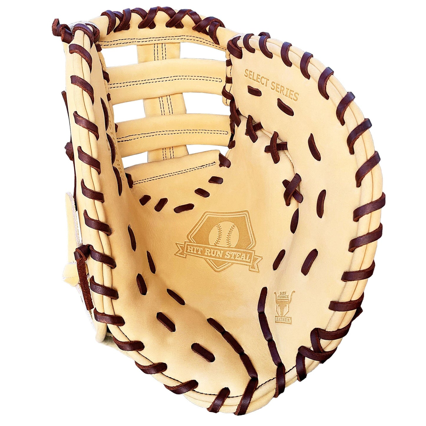 13" Baseball First Base Mitt - Cream with Dark Brown Laces