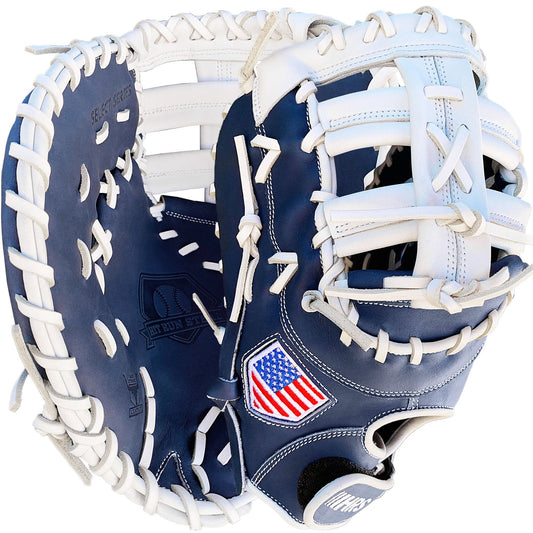 13" Softball First Base Mitt - Navy with White Web