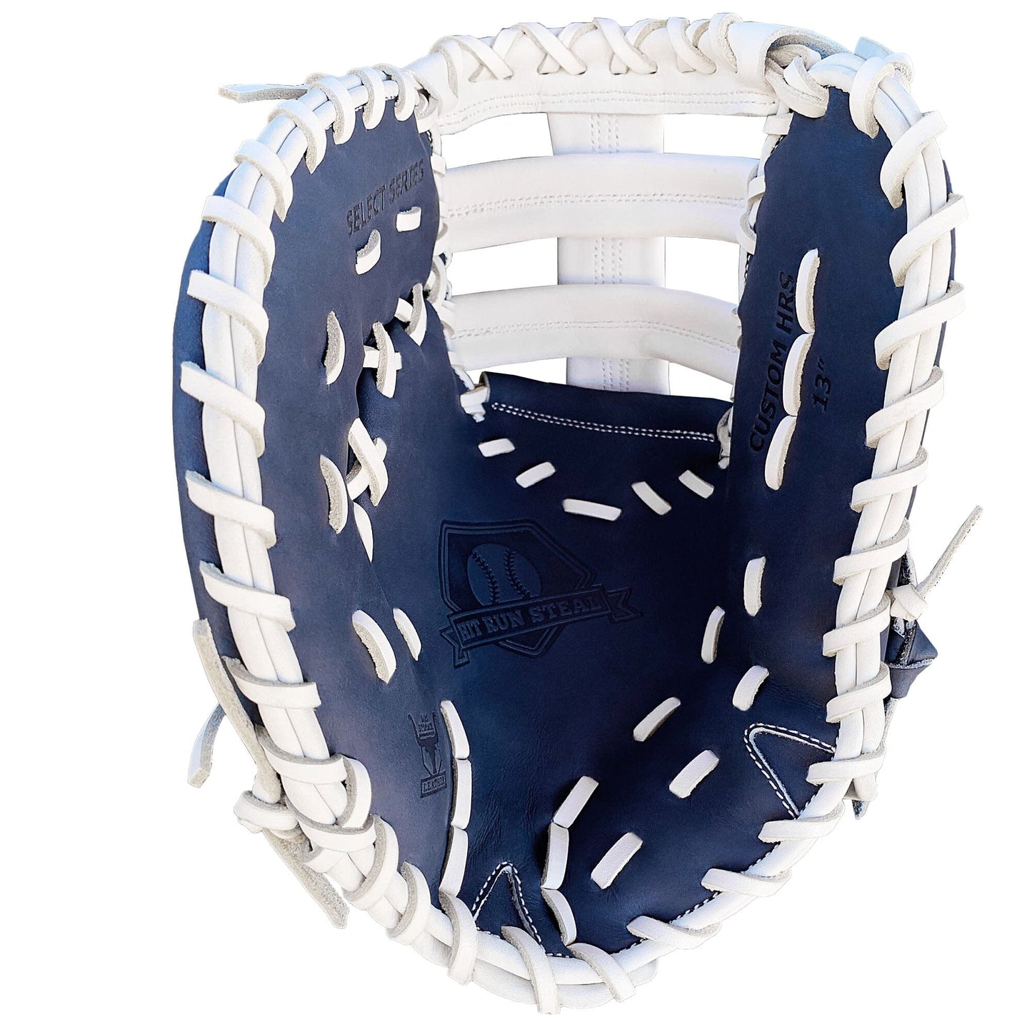 13" Softball First Base Mitt - Navy with White Web