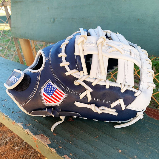 13" Softball First Base Mitt - Navy with White Web