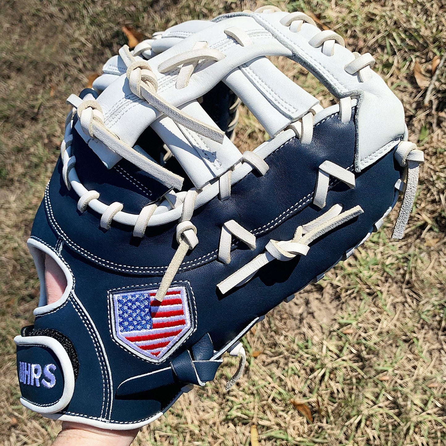 13" Softball First Base Mitt - Navy with White Web