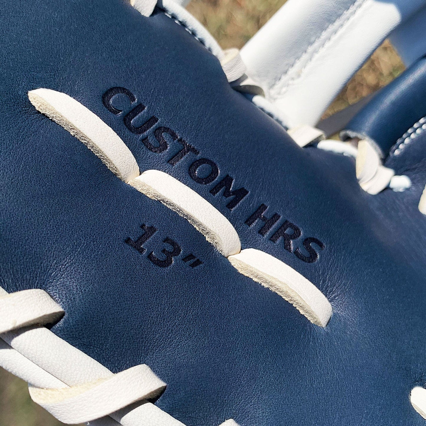 13" Softball First Base Mitt - Navy with White Web