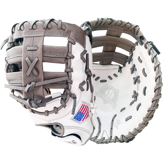 13" Softball First Base Mitt - White with Gray Laces