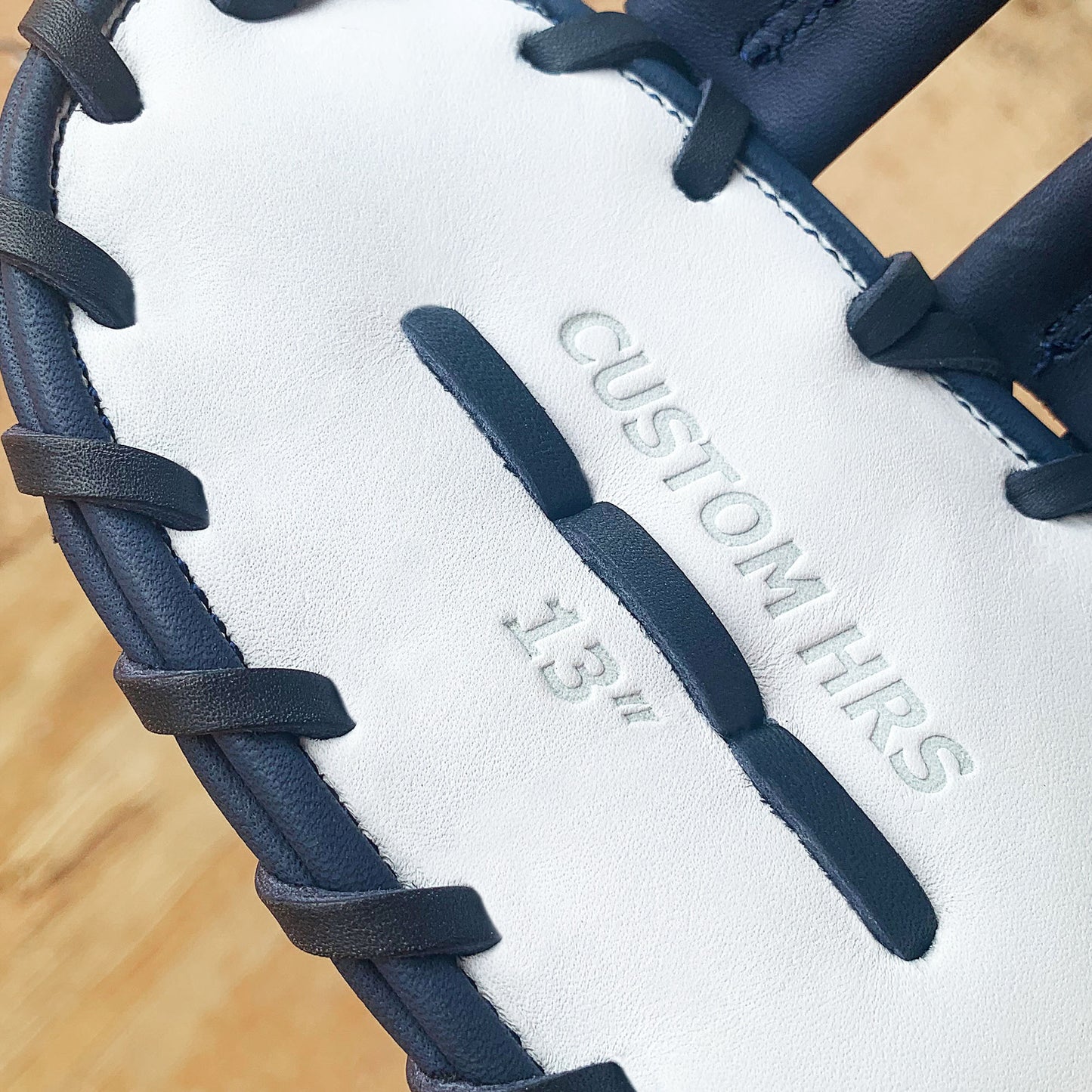 13" Softball First Base Mitt - White with Navy Laces