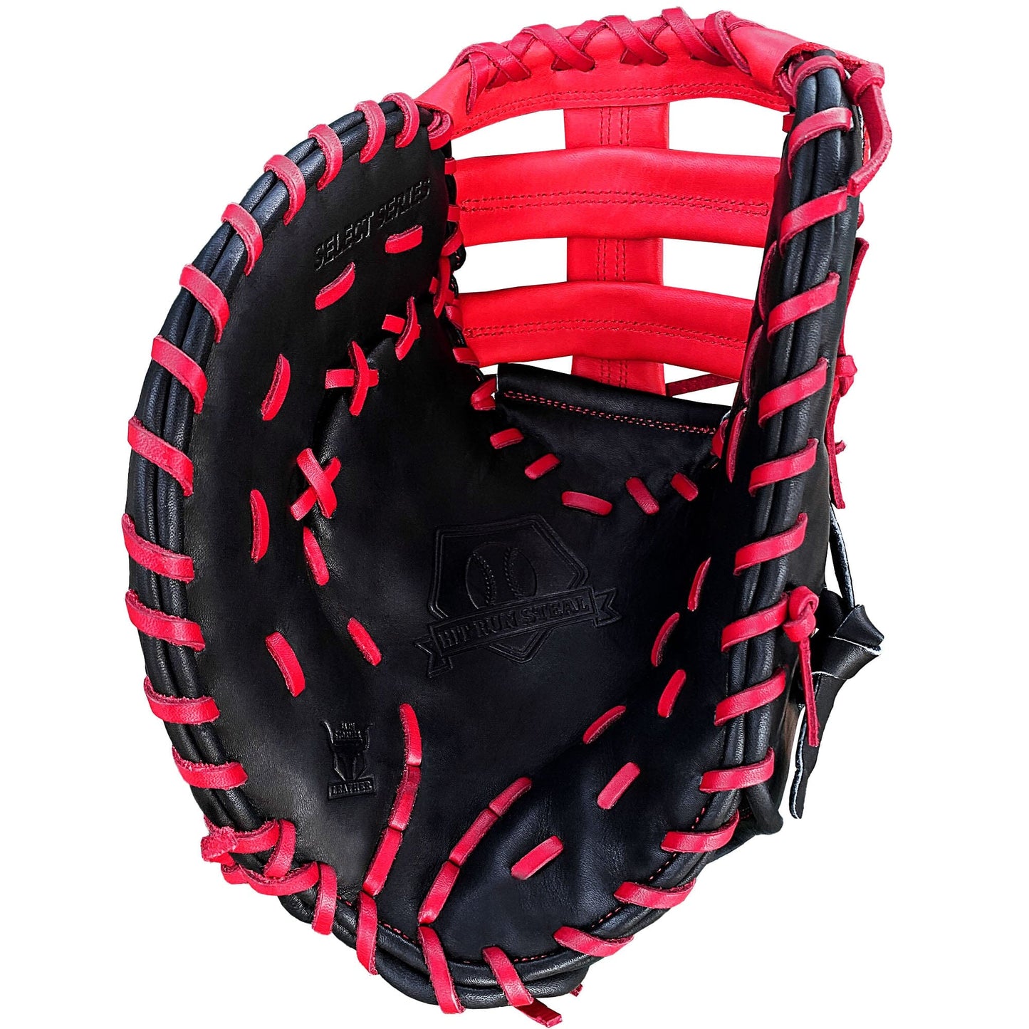 13" Baseball First Base Mitt - Black with Red Web