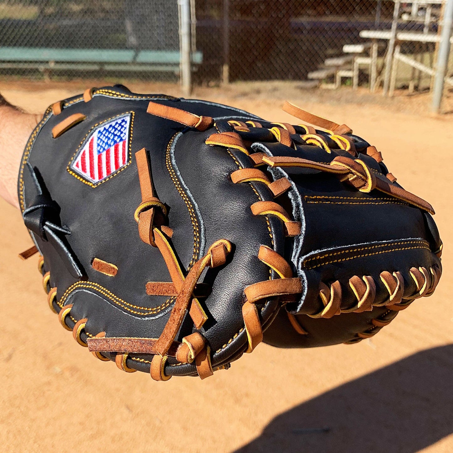 33.5" - Baseball Catcher's Mitt - Black with Tan Laces