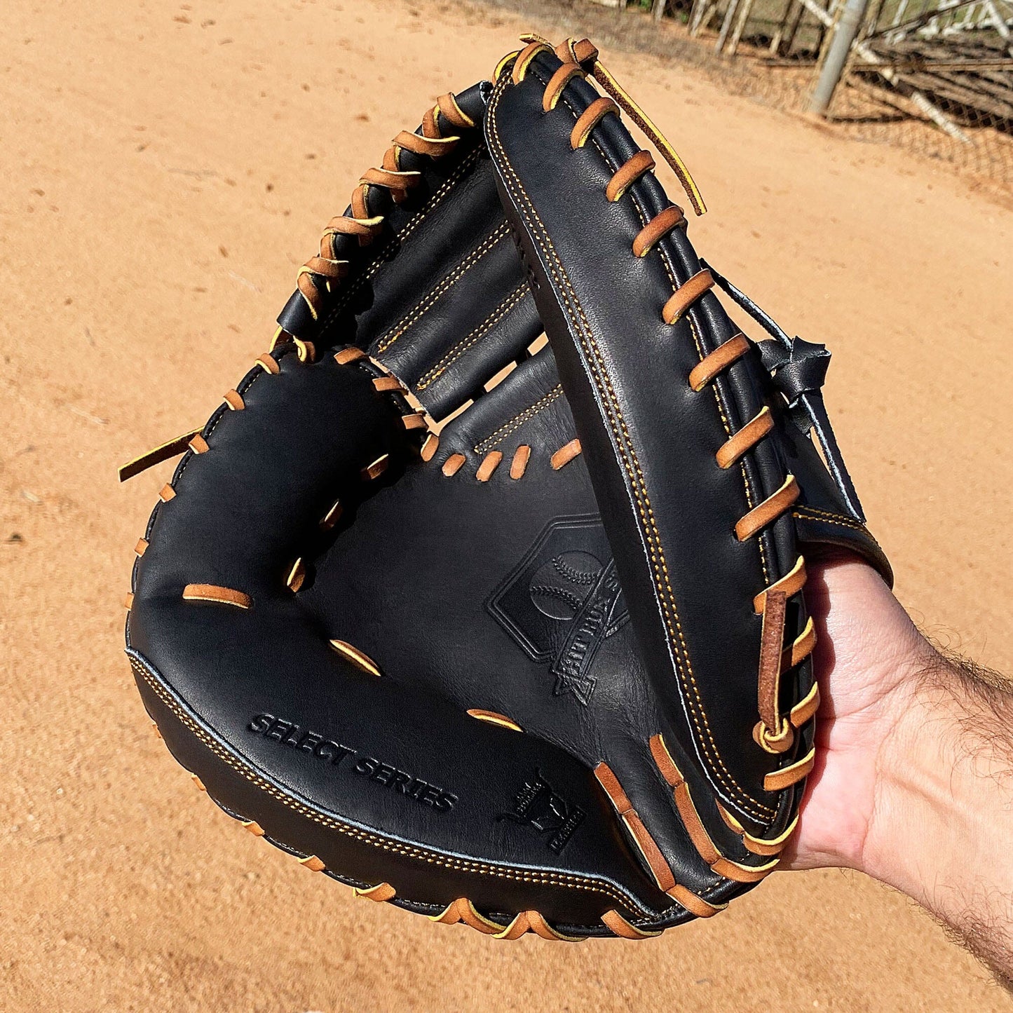 33.5" - Baseball Catcher's Mitt - Black with Tan Laces