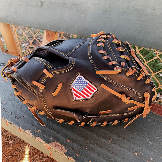 33.5" - Baseball Catcher's Mitt - Black with Tan Laces