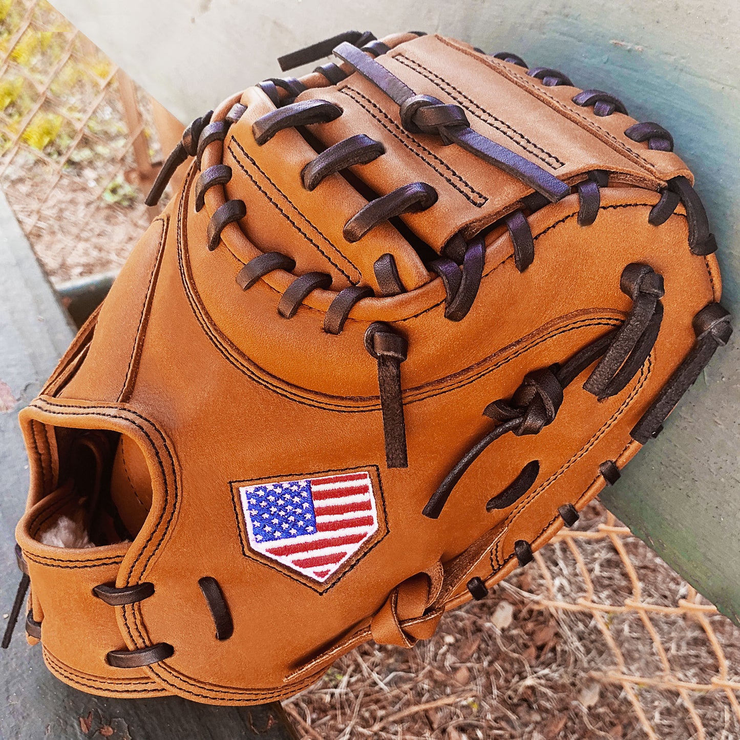 33.5" Baseball Catcher's Mitt - Tan with Black Laces