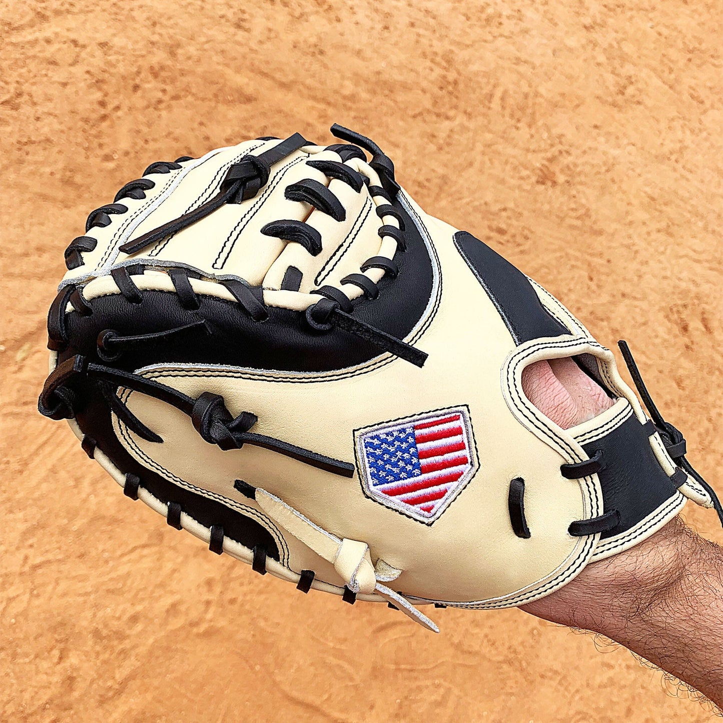 34" - Baseball Catcher's Mitt - Cream and Black