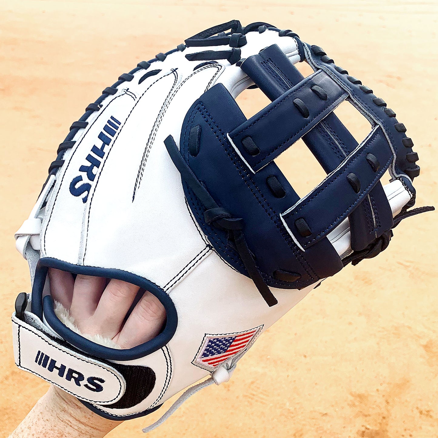 34" Softball Catcher's Mitt - White with Navy Laces