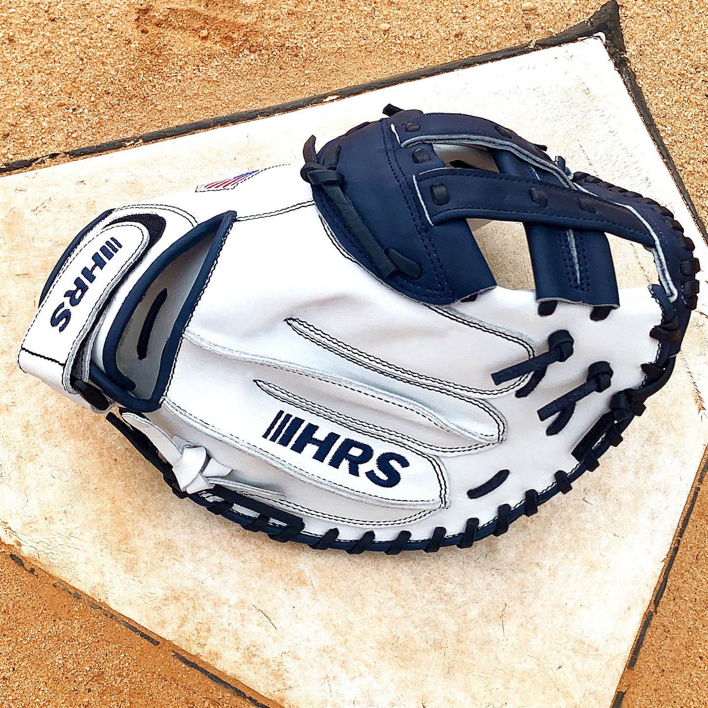 34" Softball Catcher's Mitt - White with Navy Laces