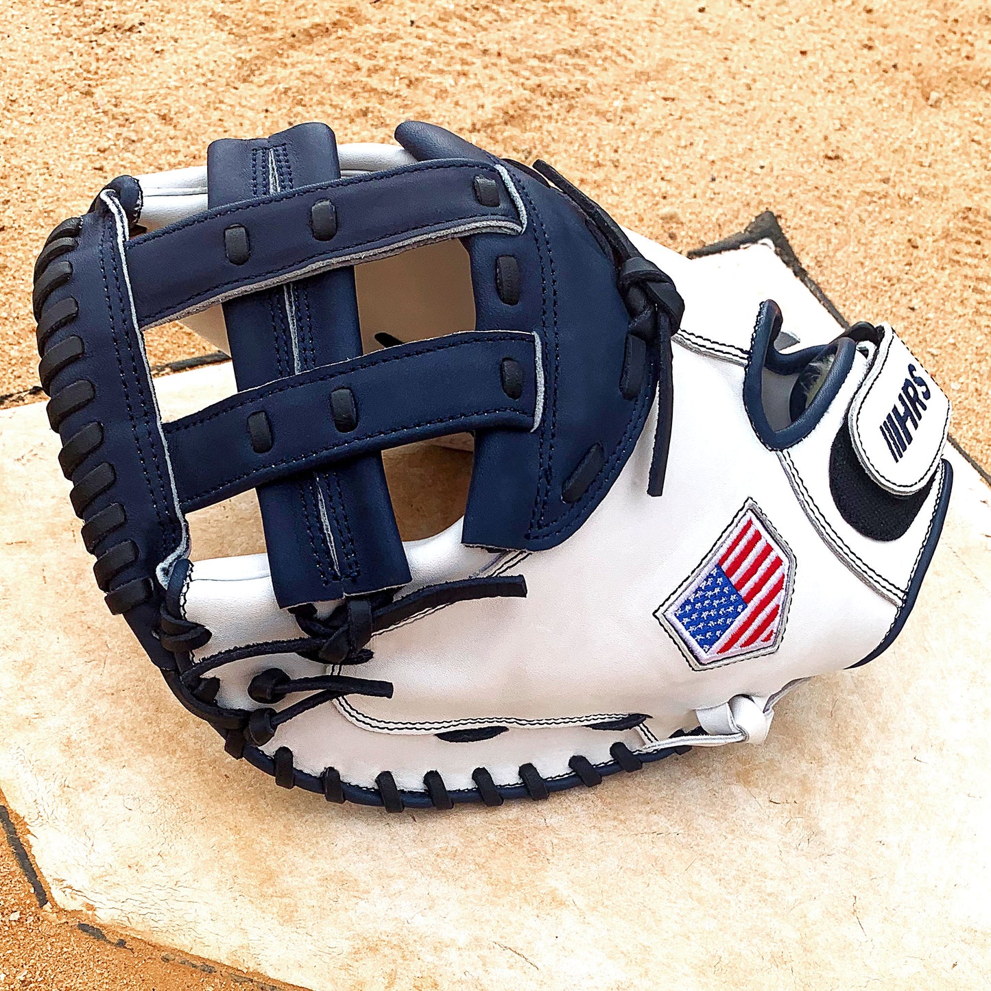 34" Softball Catcher's Mitt - White with Navy Laces